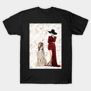 Lady With Afghan Hound T-Shirt